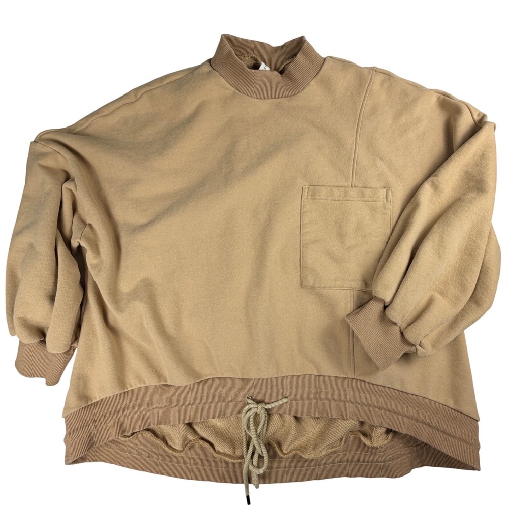 Nap Take a nap Womens Oversized Mock Neck Sweatshirt Tan Camel Medium 21R10TP109